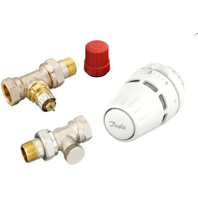 Zestaw termostatyczny z głowicą Regus, zawór RA-N prosty DN 15 i odcinający RLV-S Danfoss 015G5304 Zestaw termostatyczny z głowicą Regus, zawór RA-N prosty DN 15 i odcinający RLV-S Danfoss 015G5304