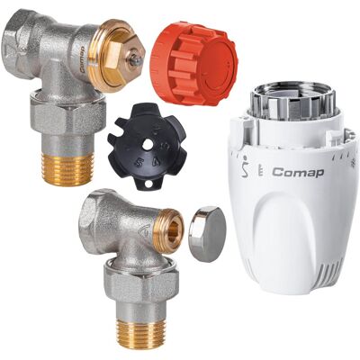 HONEYWELL Zestaw zawór kątowy DN15 z nastawą wstępna + głowica W5 + zawór powrotny HONEYWELL Zestaw zawór kątowy DN15 z nastawą wstępna + głowica W5 + zawór powrotny