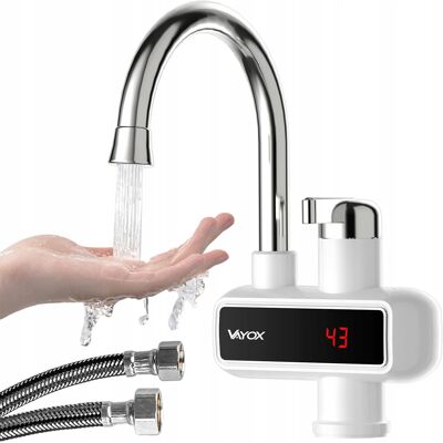 Przepływowy podgrzewacz wody pionowy wyświetlacz biały moc 3000W VAYOX Przepływowy podgrzewacz wody pionowy wyświetlacz biały moc 3000W VAYOX