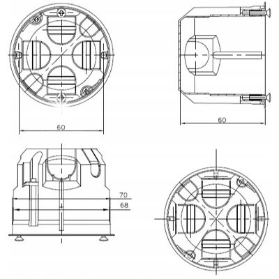 PAWBOL PUSZKA INSTALACYJNA fi 60mm PODTYNKOWA DO NIDY GŁĘBOKA Z WKRĘTAMI 110szt PAWBOL PUSZKA INSTALACYJNA fi 60mm PODTYNKOWA DO NIDY GŁĘBOKA Z WKRĘTAMI 110szt