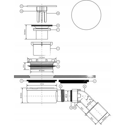 McAlpine Syfon Odpływ Do Brodzika Brodzikowy Czyszczony Od Góry Wysokość 60mm Niski McAlpine Syfon Odpływ Do Brodzika Brodzikowy Czyszczony Od Góry Wysokość 60mm Niski