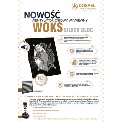 DOSPEL Wentylator Osiowy Wyciągowy Woks Fi 200 Silver Silnik Bldc DOSPEL Wentylator Osiowy Wyciągowy Woks Fi 200 Silver Silnik Bldc
