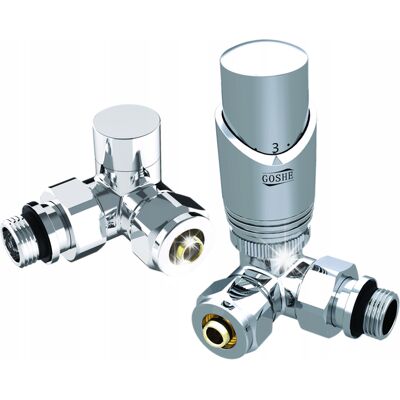 Goshe Zawór Termostatyczny Osiowy Lewy Do Grzejnika 1/2' Cala Pex Fi 16mm Zestaw Goshe Zawór Termostatyczny Osiowy Lewy Do Grzejnika 1/2' Cala Pex Fi 16mm Zestaw