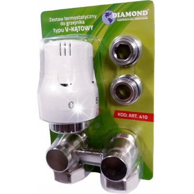 Diamond ZESTAW TERMOSTATYCZNY KĄTOWY ZAWÓR GŁOWICA DOLNE PODŁĄCZENIE DO GRZEJNIKA V Diamond ZESTAW TERMOSTATYCZNY KĄTOWY ZAWÓR GŁOWICA DOLNE PODŁĄCZENIE DO GRZEJNIKA V