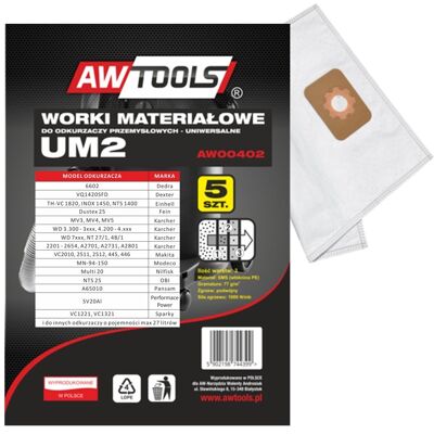 Worki do odkurzacza AWTOOLS AW00402, 5 szt. Worki do odkurzacza AWTOOLS AW00402, 5 szt.