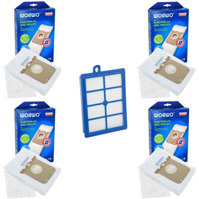Worwo Worki do odkurzacza ELECTROLUX PHILIPS E201B ELMB01K ELMB01 16 SZT + FILTR HEPA Worwo Worki do odkurzacza ELECTROLUX PHILIPS E201B ELMB01K ELMB01 16 SZT + FILTR HEPA