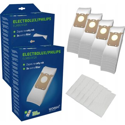 Worwo 24x Worki Do Odkurzacza Electrolux Philips Elmb01k + 6 X Filtrów Worwo 24x Worki Do Odkurzacza Electrolux Philips Elmb01k + 6 X Filtrów
