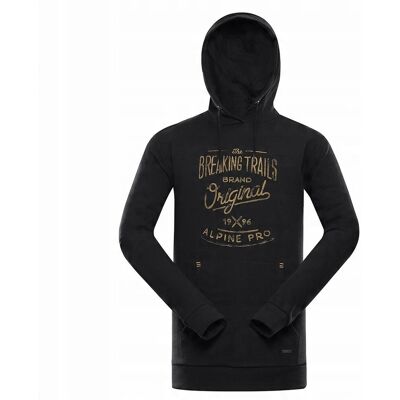 Alpine PRO Bluza męska bawełniana z kapturem kangurka Kytor czarny r.L Alpine PRO Bluza męska bawełniana z kapturem kangurka Kytor czarny r.L