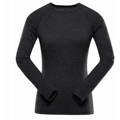 Alpine PRO Koszulka damska turystyczna z wełną merino Merena czarny r.XL Alpine PRO Koszulka damska turystyczna z wełną merino Merena czarny r.XL