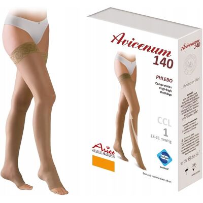 Aries Avicenum 140 Pończochy Uciskowe Ccl1 Cienkie Otwarte Beż M Long Aries Avicenum 140 Pończochy Uciskowe Ccl1 Cienkie Otwarte Beż M Long
