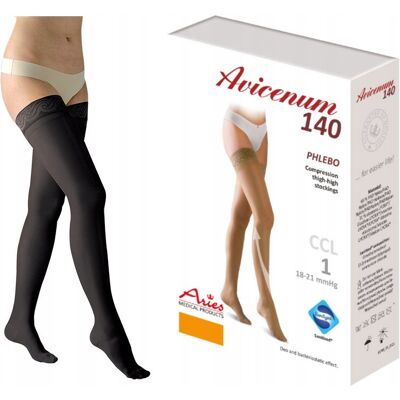 Aries Avicenum 140 Pończochy Uciskowe Żylaki Ccl1 Cienkie Czarne S Long Aries Avicenum 140 Pończochy Uciskowe Żylaki Ccl1 Cienkie Czarne S Long