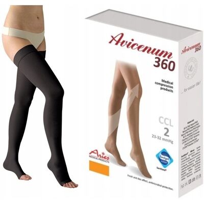 Aries Avicenum 360 Pończochy Uciskowe Ccl2 Lamówka Otwarte Czarne S Long Aries Avicenum 360 Pończochy Uciskowe Ccl2 Lamówka Otwarte Czarne S Long