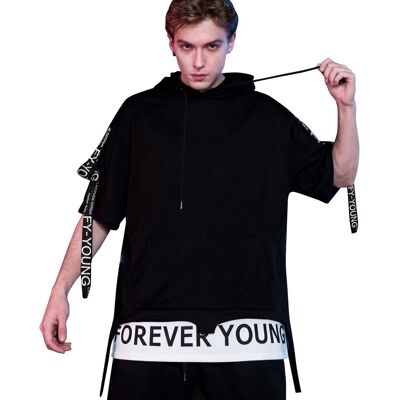 Inny producent Bluza męska z kapturem krótki rękaw rozmiar M czarna Hip-Hop Inny producent Bluza męska z kapturem krótki rękaw rozmiar M czarna Hip-Hop