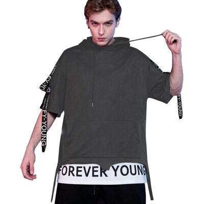 Inny producent Bluza męska z kapturem krótki rękaw rozmiar S szara Hip-Hop Inny producent Bluza męska z kapturem krótki rękaw rozmiar S szara Hip-Hop