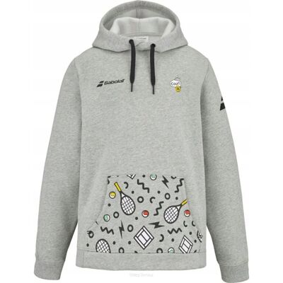 Bluza tenisowa juniorska Babolat Exercise Hood Sweat Club 16 szara 8-10 Bluza tenisowa juniorska Babolat Exercise Hood Sweat Club 16 szara 8-10