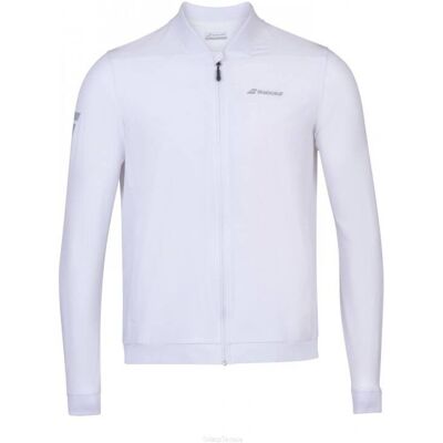 Bluza tenisowa juniorska Babolat Play Jacket - biała 12-14lat Bluza tenisowa juniorska Babolat Play Jacket - biała 12-14lat