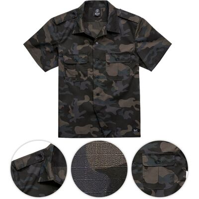 Brandit Koszula Mundurowa z Krótkim Rękawem US Rip-STop sportowy Dark Camo - Dark Camo - S Brandit Koszula Mundurowa z Krótkim Rękawem US Rip-STop sportowy Dark Camo - Dark Camo - S