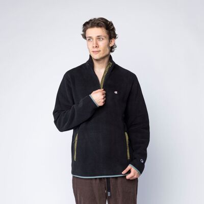 Champion C Logo Half Zip-Up Velour Sweatshirt Black - S Champion C Logo Half Zip-Up Velour Sweatshirt Black - S
