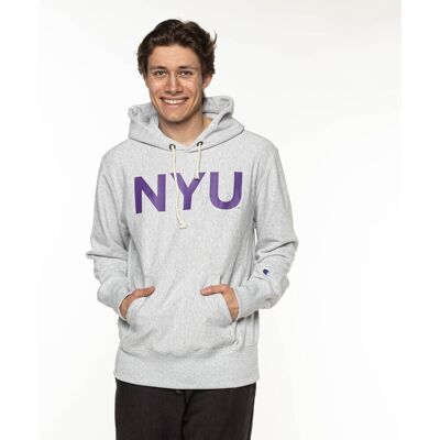 Champion Hooded Sweatshirt GREY NYU - L Champion Hooded Sweatshirt GREY NYU - L