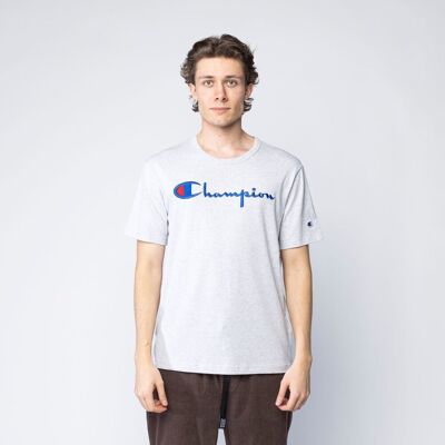 Champion Reverse Weave Script Logo Crewneck T-Shirt Grey - M Champion Reverse Weave Script Logo Crewneck T-Shirt Grey - M