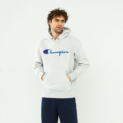 Champion Reverse Weave Script Logo Hooded Sweatshirt Grey - S Champion Reverse Weave Script Logo Hooded Sweatshirt Grey - S