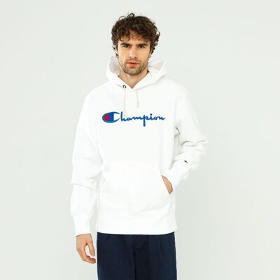 Champion Reverse Weave Script Logo Hooded Sweatshirt White - S Champion Reverse Weave Script Logo Hooded Sweatshirt White - S