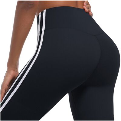 Luvu Czarne legginsy sportowe z lampasami - L Luvu Czarne legginsy sportowe z lampasami - L