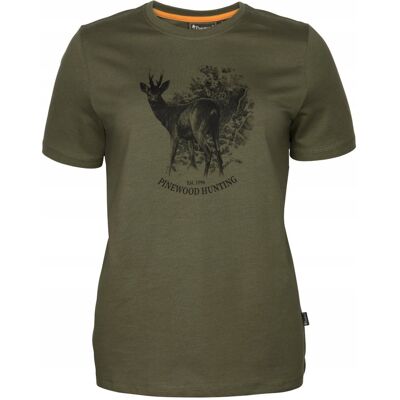 Damski T-Shirt Pinewood Roe Deer 3455 - Zieleń Oliwkowa -Xl Damski T-Shirt Pinewood Roe Deer 3455 - Zieleń Oliwkowa -Xl