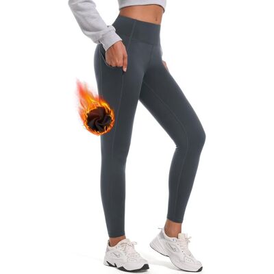Inny producent Damskie Legginsy Termiczne Sportowe Ocieplane z Wysokim Stanem Szare L Inny producent Damskie Legginsy Termiczne Sportowe Ocieplane z Wysokim Stanem Szare L