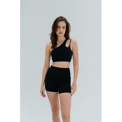 Damskie szorty sportowe do jogi i fitness z kieszeniami Moonholi GLAM - black sky l Damskie szorty sportowe do jogi i fitness z kieszeniami Moonholi GLAM - black sky l