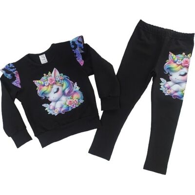 Level Up Labs Dres dziecięcy JEDNOROŻEC 100% wygodna BAWEŁNA komplet 128 czarny Level Up Labs Dres dziecięcy JEDNOROŻEC 100% wygodna BAWEŁNA komplet 128 czarny