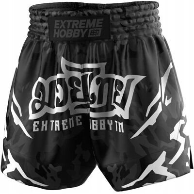 Extreme Hobby Spodenki Muay Thai Black Panther Czarno-Białe S Extreme Hobby Spodenki Muay Thai Black Panther Czarno-Białe S