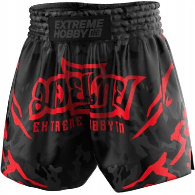 Extreme Hobby Spodenki Muay Thai Black Panther Czarno-Czerwone L Extreme Hobby Spodenki Muay Thai Black Panther Czarno-Czerwone L