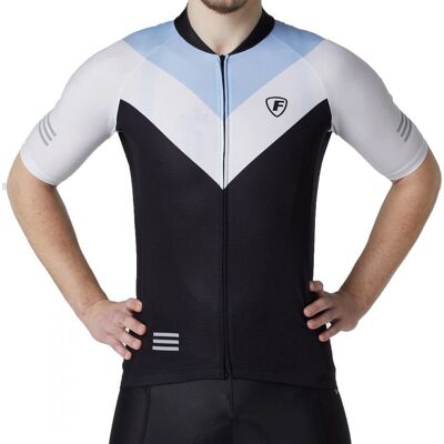 FDX Velos Men's Short Sleeve Summer Cycling Jersey BLACK/WHITE/BLUE - Rozmiar XS FDX Velos Men's Short Sleeve Summer Cycling Jersey BLACK/WHITE/BLUE - Rozmiar XS