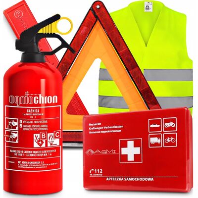 AGMI Gaśnica 1Kg Samochodowa Apteczka Kamizelka Odblaskowa Trójkąt Ostrzegawczy AGMI Gaśnica 1Kg Samochodowa Apteczka Kamizelka Odblaskowa Trójkąt Ostrzegawczy