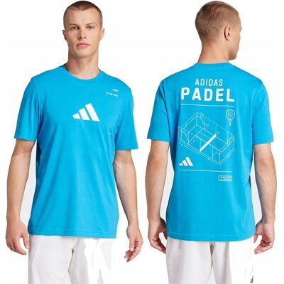 Koszulka Adidas Padel AeroReady niebieska sportowa oddychająca nadruk r. S Koszulka Adidas Padel AeroReady niebieska sportowa oddychająca nadruk r. S