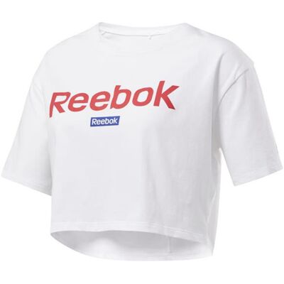 Koszulka Damska Reebok Fi2031 Linear Logo Crop Biała Koszulka Damska Reebok Fi2031 Linear Logo Crop Biała