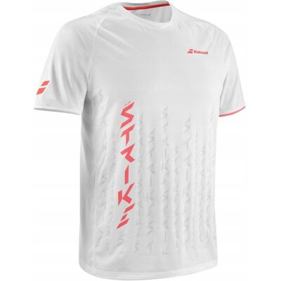 Koszulka męska Babolat Strike Crew Neck Tee Men white/strike red M Koszulka męska Babolat Strike Crew Neck Tee Men white/strike red M
