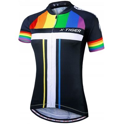 X-Tiger Koszulka Rowerowa Damska Szybkoschnąca Flaga Lgbt X-Tiger Koszulka Rowerowa Damska Szybkoschnąca Flaga Lgbt