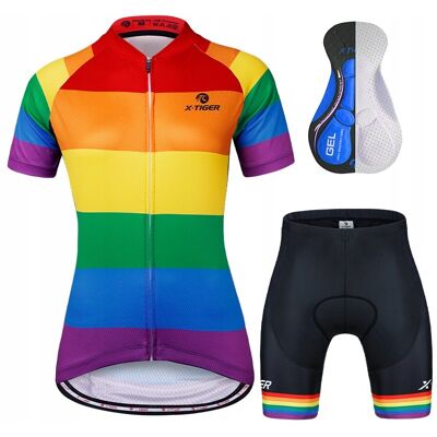 X-Tiger Koszulka Rowerowa Spodenki Rowerowe Komplet Tęcza X-Tiger Koszulka Rowerowa Spodenki Rowerowe Komplet Tęcza