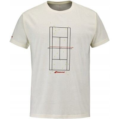Koszulka tenisowa Babolat Exercise Message Tee Men beżowa XXL Koszulka tenisowa Babolat Exercise Message Tee Men beżowa XXL