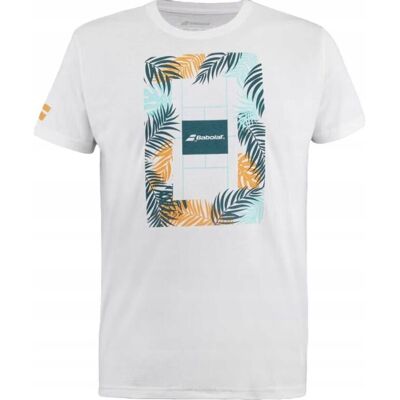 Koszulka tenisowa Babolat Exercise Message Tee Men biała XXL Koszulka tenisowa Babolat Exercise Message Tee Men biała XXL
