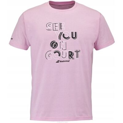 Koszulka tenisowa Babolat Exercise Message Tee Men różowa XXL Koszulka tenisowa Babolat Exercise Message Tee Men różowa XXL