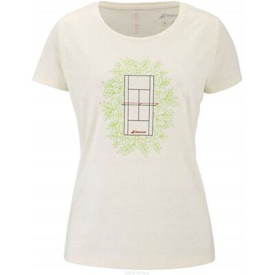 Koszulka tenisowa Babolat Exercise Message Tee Women beżowa XL Koszulka tenisowa Babolat Exercise Message Tee Women beżowa XL