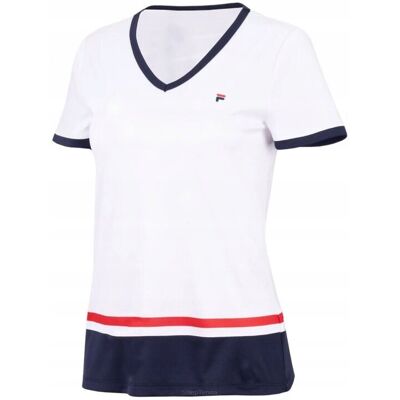 Koszulka Tenisowa Fila T-Shirt Elisabeth Biało-Granatowa Xl Koszulka Tenisowa Fila T-Shirt Elisabeth Biało-Granatowa Xl