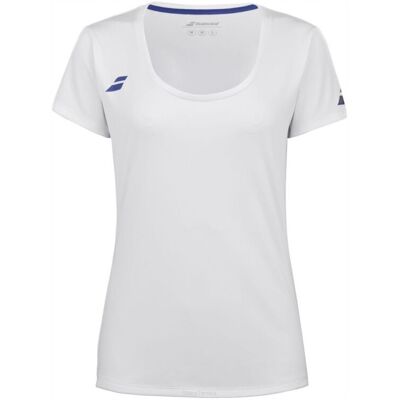 Koszulka tenisowa juniorska Babolat Play Cap Sleeve Top Girl biała 6-8 Koszulka tenisowa juniorska Babolat Play Cap Sleeve Top Girl biała 6-8