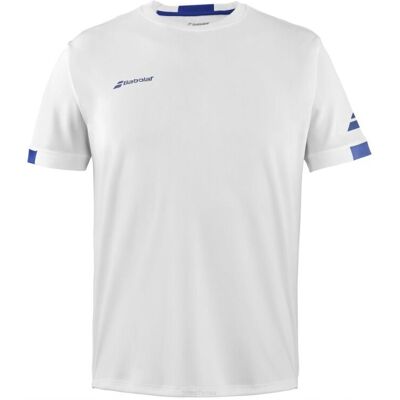 Koszulka tenisowa juniorska Babolat Play Crew Neck Tee biała 6-8 Koszulka tenisowa juniorska Babolat Play Crew Neck Tee biała 6-8