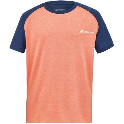 Koszulka tenisowa juniorska Babolat Play Crew Neck Tee Boy - fluo strike/estate blue 140 (8-10 lat) 128-140cm Koszulka tenisowa juniorska Babolat Play Crew Neck Tee Boy - fluo strike/estate blue 140 (8-10 lat) 128-140cm