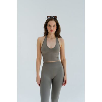 Legginsy bezszwowe modelujące do jogi, fitness, pilates Moonholi MALIBU EVENINGS - perfect greige l Legginsy bezszwowe modelujące do jogi, fitness, pilates Moonholi MALIBU EVENINGS - perfect greige l