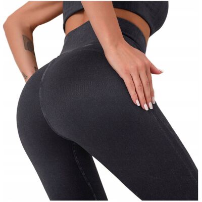 Luvu Legginsy fitness sportowe wysoki stan dziury - L Luvu Legginsy fitness sportowe wysoki stan dziury - L